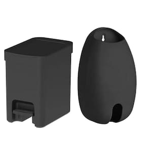 Kit Lixeira Cozinha 6L Com Pedal E Porta Sacola Ou - Cinza