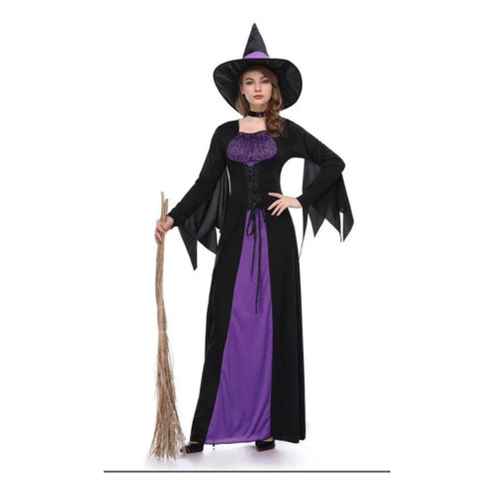 Fantasia Halloween Infantil Noviça do Mal Vestido com Véu em