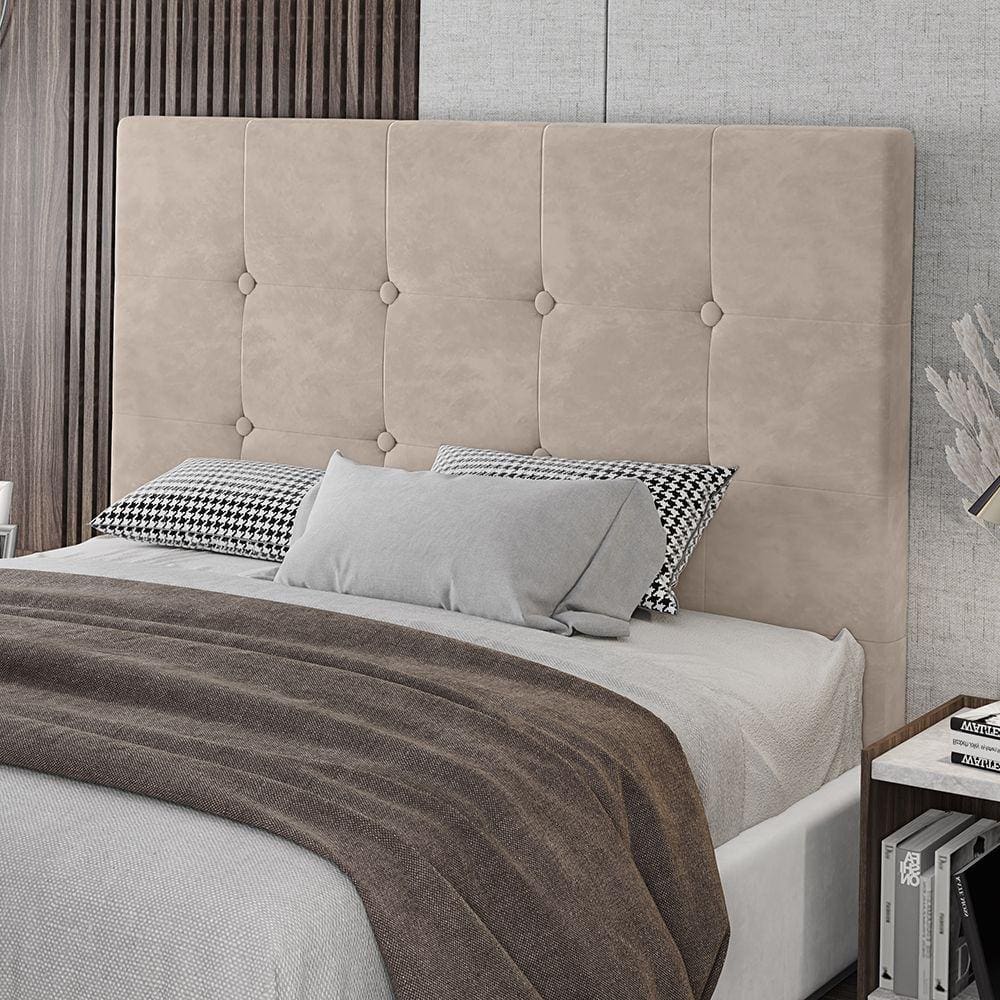 Cabeceira King Size Lua 193cm Veludo Bege Com Frame Patoti Móveis
