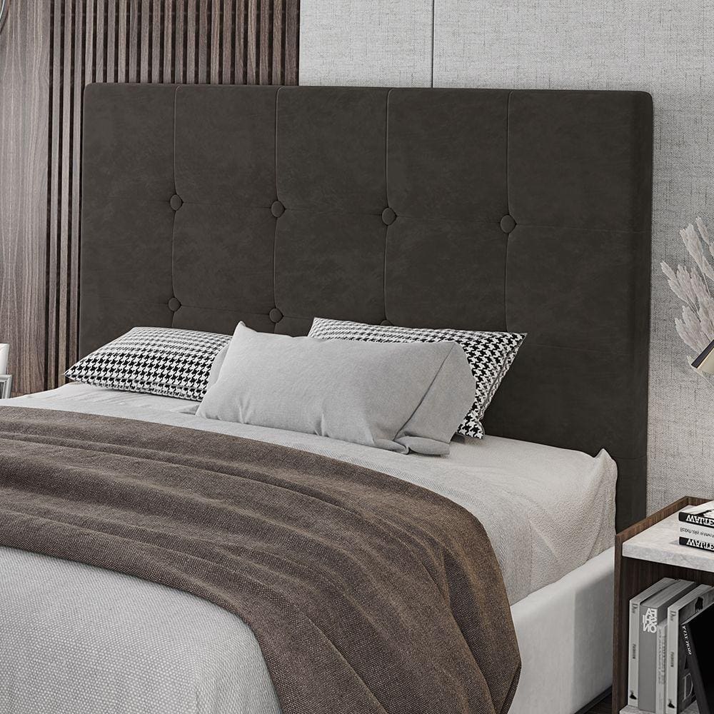 Cabeceira King Size Lua 193cm Veludo Marrom Com Frame Patoti Móveis