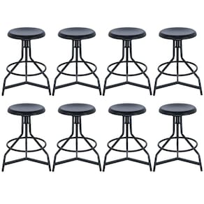 Kit 8 banquetas altas cozinha industrial loft aço giratória York