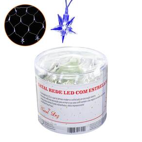 Pisca Pisca Natal Rede com Estrela Led Azul 120 Lâmpadas 220V - Casambiente NATAL205