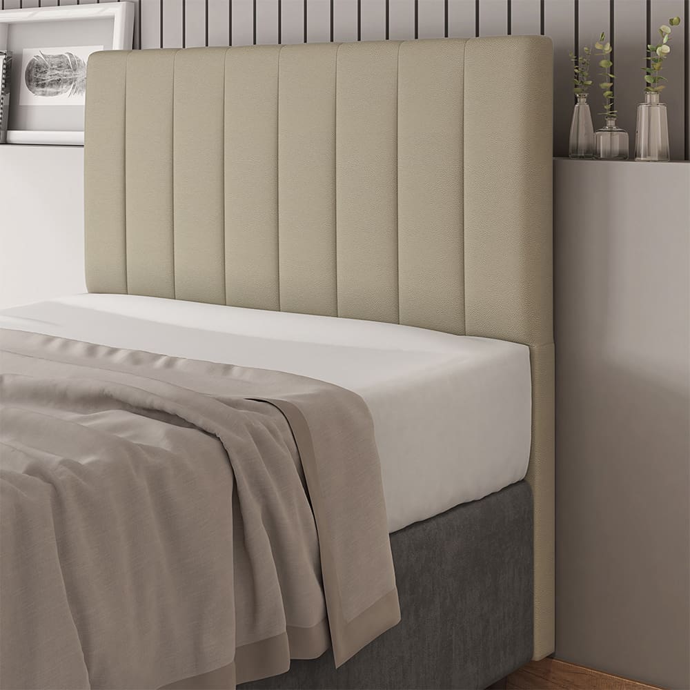 Cabeceira Queen 160cm Carla Material Sintético Bege Com Frame Patoti Móveis