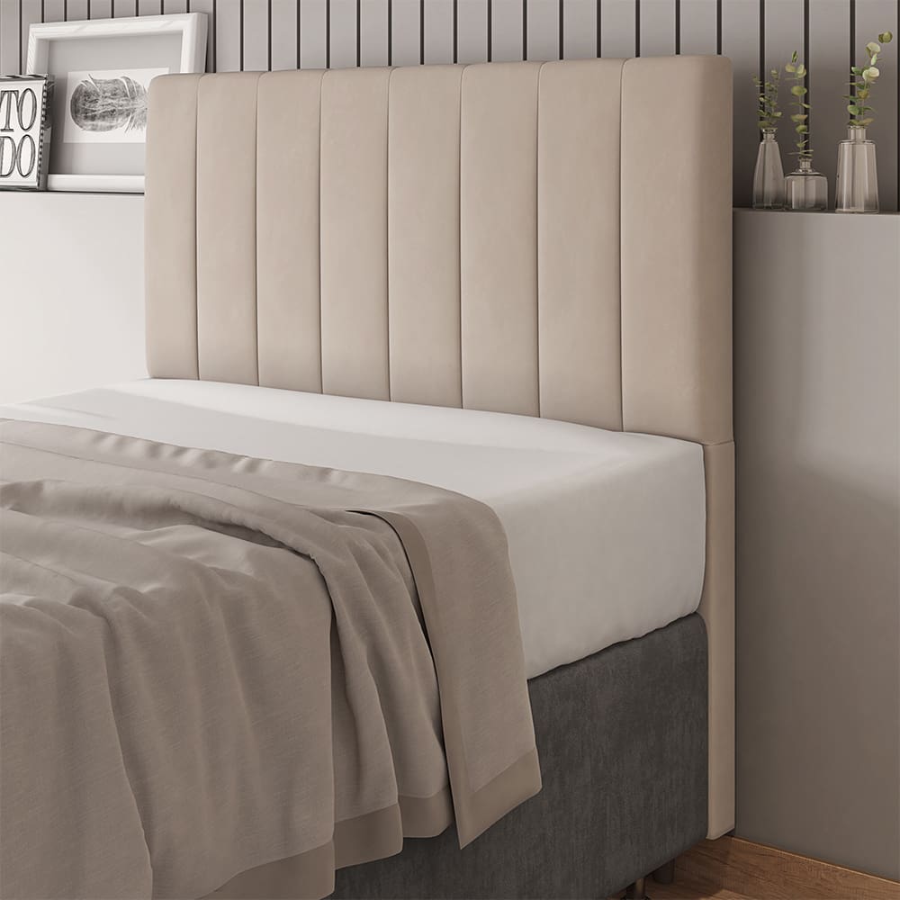 Cabeceira Queen 160cm Carla Veludo Bege Com Frame Patoti Móveis