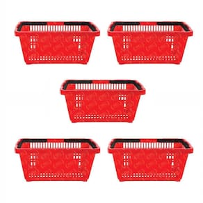 Kit - 5 Cestos Compras Plástica D100 Cód. 3000 Vermelho - Della Plast