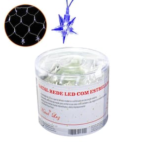 Pisca Pisca Natal Rede com Estrela Led Azul 120 Lâmpadas 127V - Casambiente