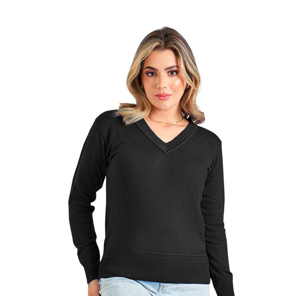 Blusa Feminina Básica Tricot Decote V