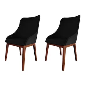 Kit 2 Cadeiras de Jantar Luxo Estofada Elisa Anatômica Couro Pu Preto Base Madeira Maciça Imbuia