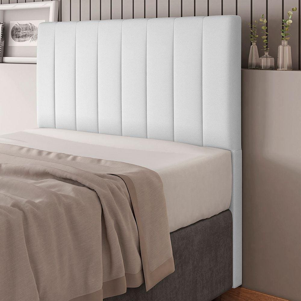 Cabeceira King 193cm Carla Material Sintético Branco Com Frame Patoti Móveis