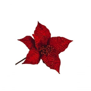 Poinsetia Vermelha Com Detalhes Nas Pétalas 22cm - Fl354