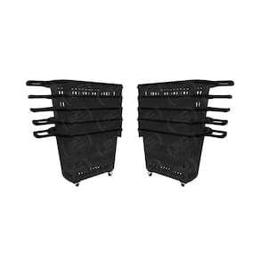 Kit - 10 Cestos Grande Com Rodízio D300 Cód. 3300 Preto - Della Plast