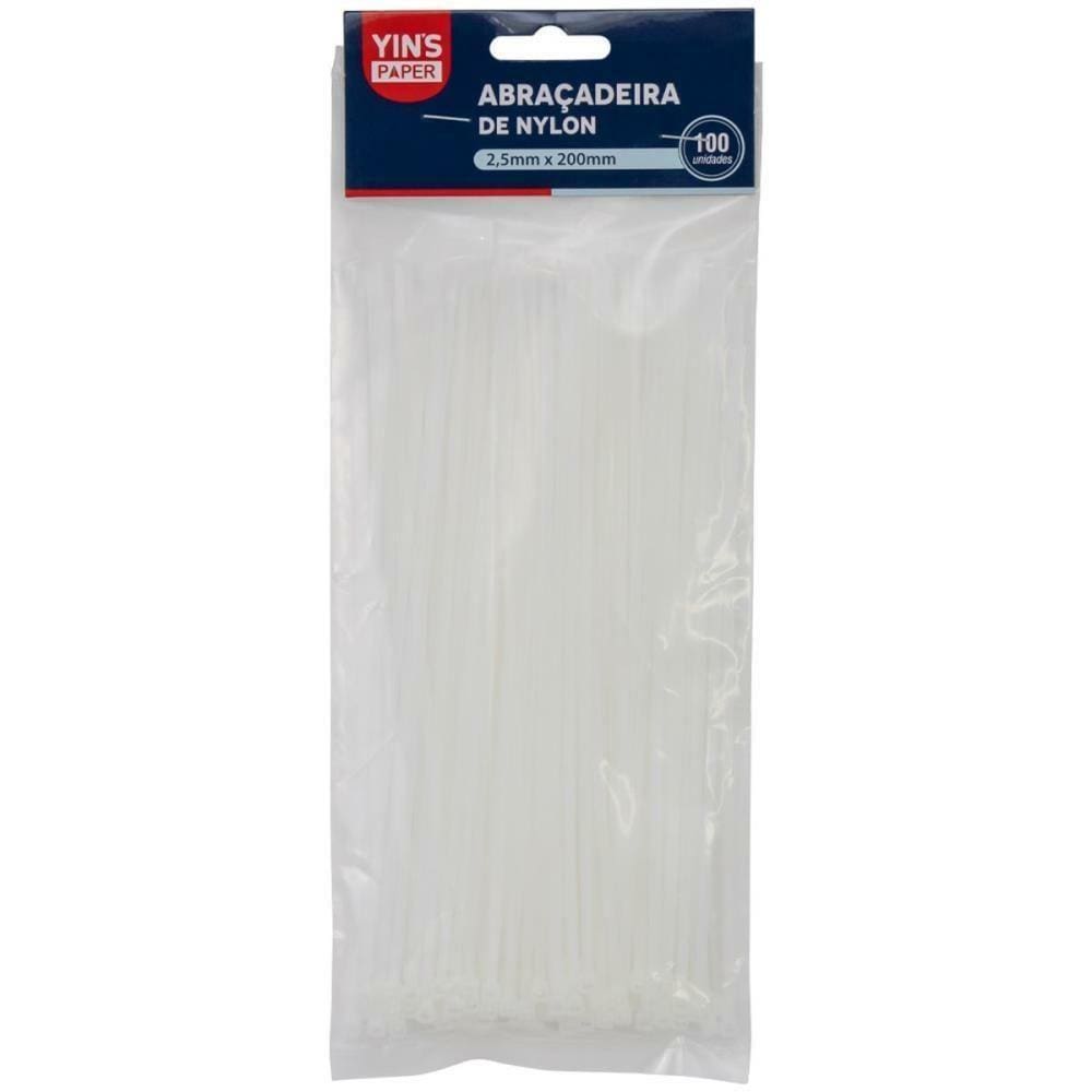 Abraçadeira Nylon 2,5X100Mm Branca 100Un - Yins