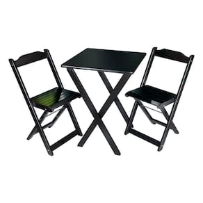 Conjunto de Mesa Dobrável 60x60 com 2 Cadeiras Decor Tarimatã para Area Gourmet - Preto