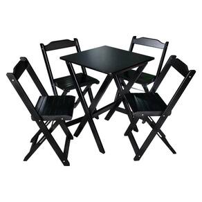 Jogo De Mesa Dobrável 60x60 Com 4 Cadeiras Decor Tarimatã Para Area Gourmet - Preto