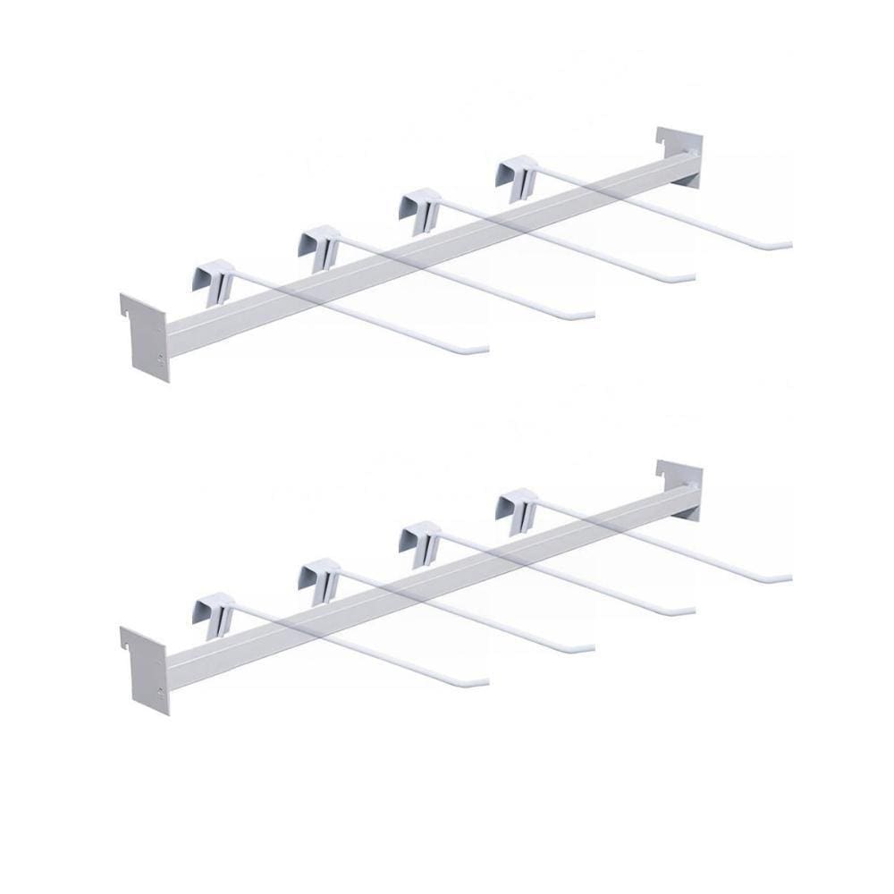 Kit - 2 Réguas Para Gôndola Ponta 73cm + 8 Ganchos Simples Branco - Sa Gondolas