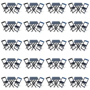 Kit de 20 Conjuntos de Mesa Dobrável 70x70 com 2 Cadeiras Preto - Tarimatã