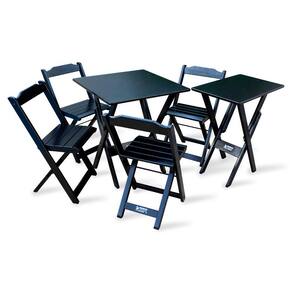 Jogo De Mesa Dobrável 60x60 Com 4 Cadeiras E Mesa Aparador Tarimatã - Preto