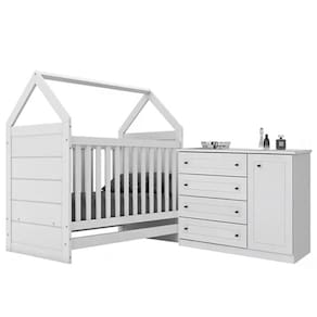 Jogo de Quarto com Cômoda Americano e Berço Montessoriano Cabana - Móveis Henn