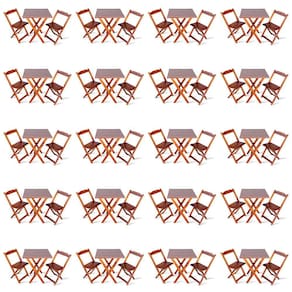 Kit de 20 Conjuntos de Mesa Dobrável 70x70 com 2 Cadeiras Imbuia - Tarimatã
