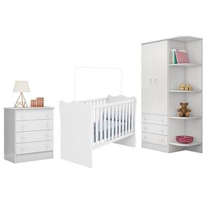 Dormitório Infantil Doce Sonho 2 Portas, Cômoda 4 Gavetas e Berço - Qmovi