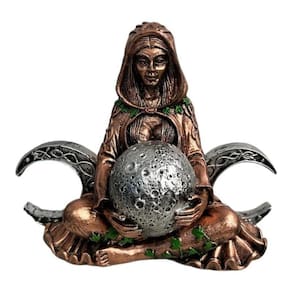 Escultura Bruxa Wicca Triluna Lua Triplice 13 Cm Em Resina