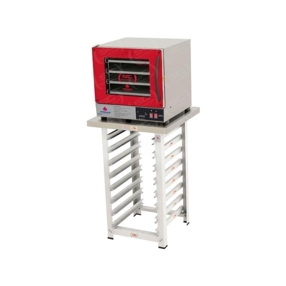 Kit - Forno Turbo Prp-004 Plus Digital 127v Vermelho + Bancada Mes-004 - Progás 127v