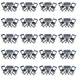 Kit de 20 Conjuntos de Mesa Dobrável 60x60 com 2 Cadeiras Preto - Tarimatã