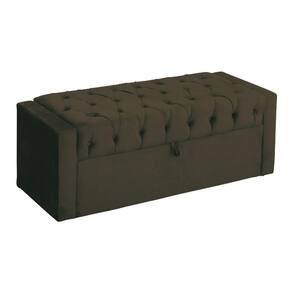 Calçadeira Báu Emma 90cm Suede Marrom - Vallisa Decor
