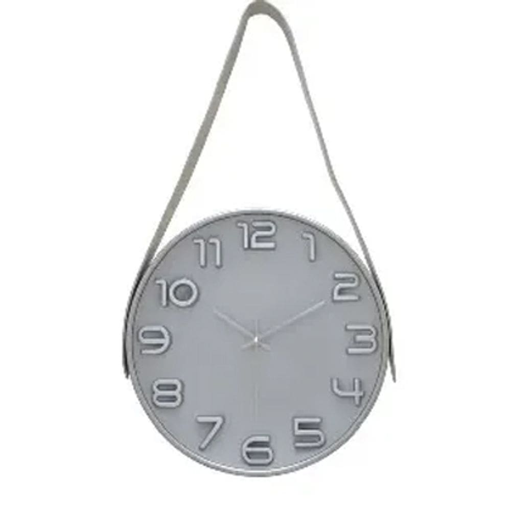 Relógio de Parede com Alça Cinza 30cm