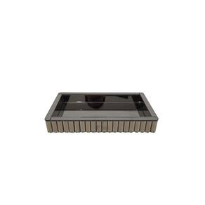 Bandeja Decorativa Retangular de Vidro Fumê 35cm