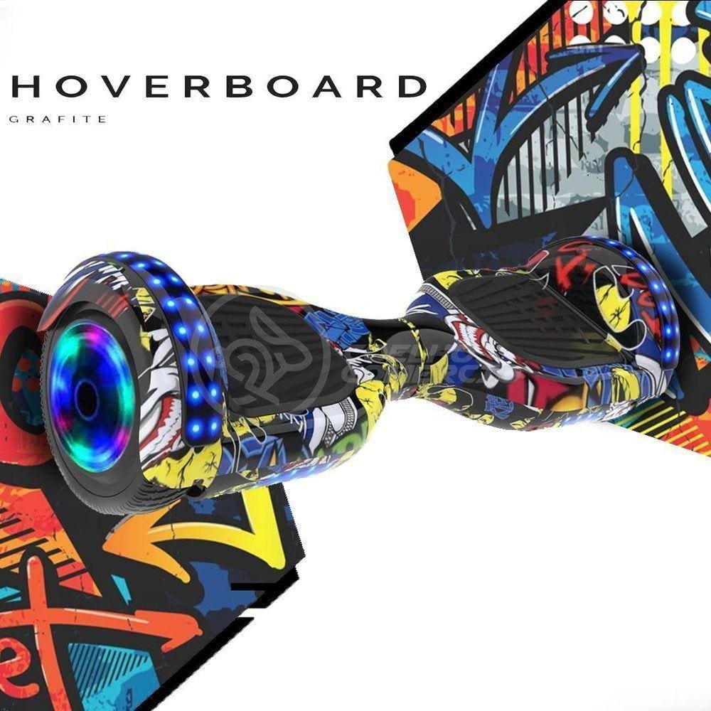 Hoverboard Infantil Skate Elétrico Arte Urbana Led Grafite