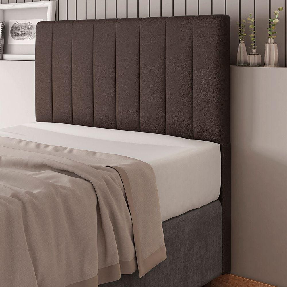 Cabeceira Solteiro 90cm Carla Material Sintético Marrom Com Frame Digital Móveis