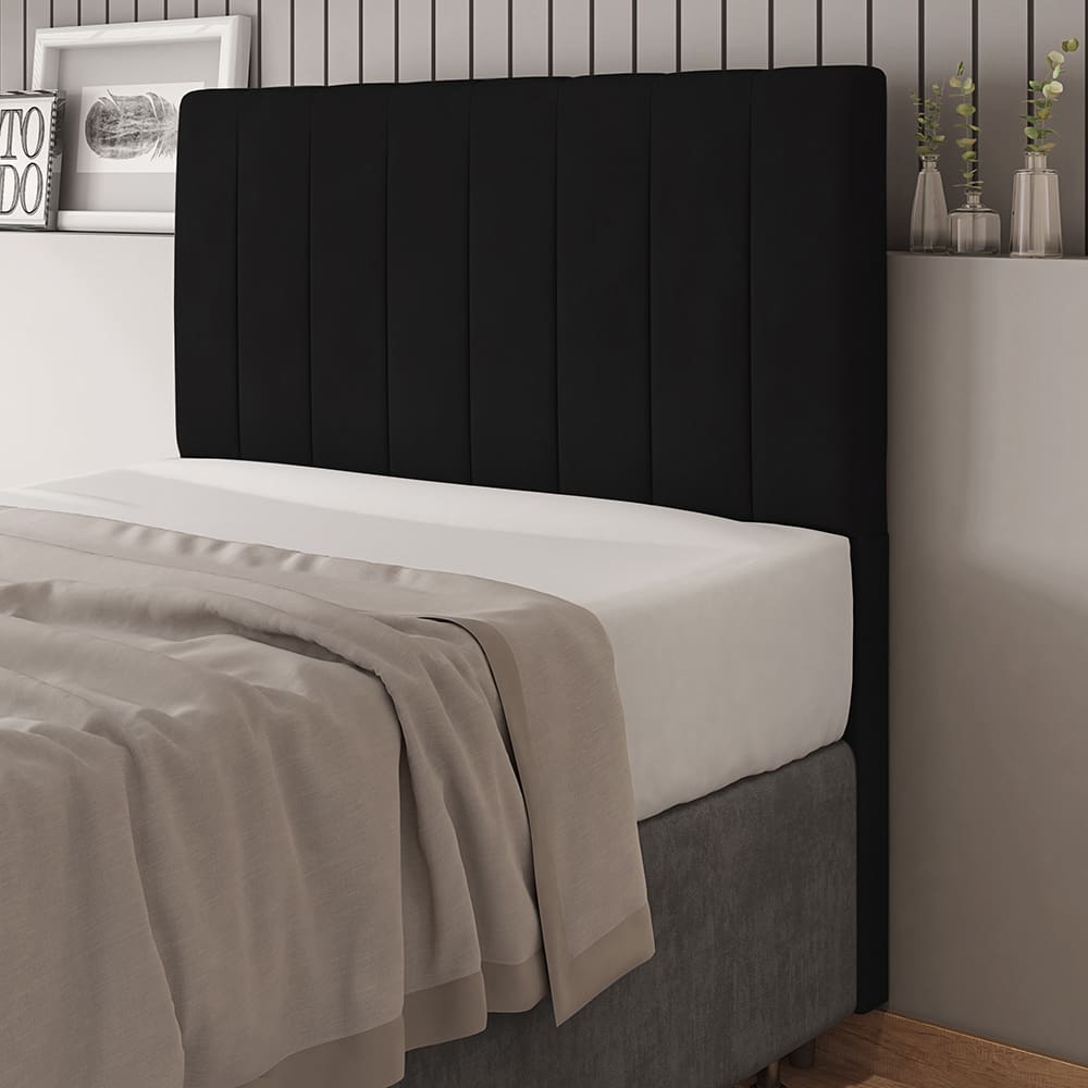 Cabeceira Queen 160cm Carla Veludo Preto Com Frame Digital Móveis