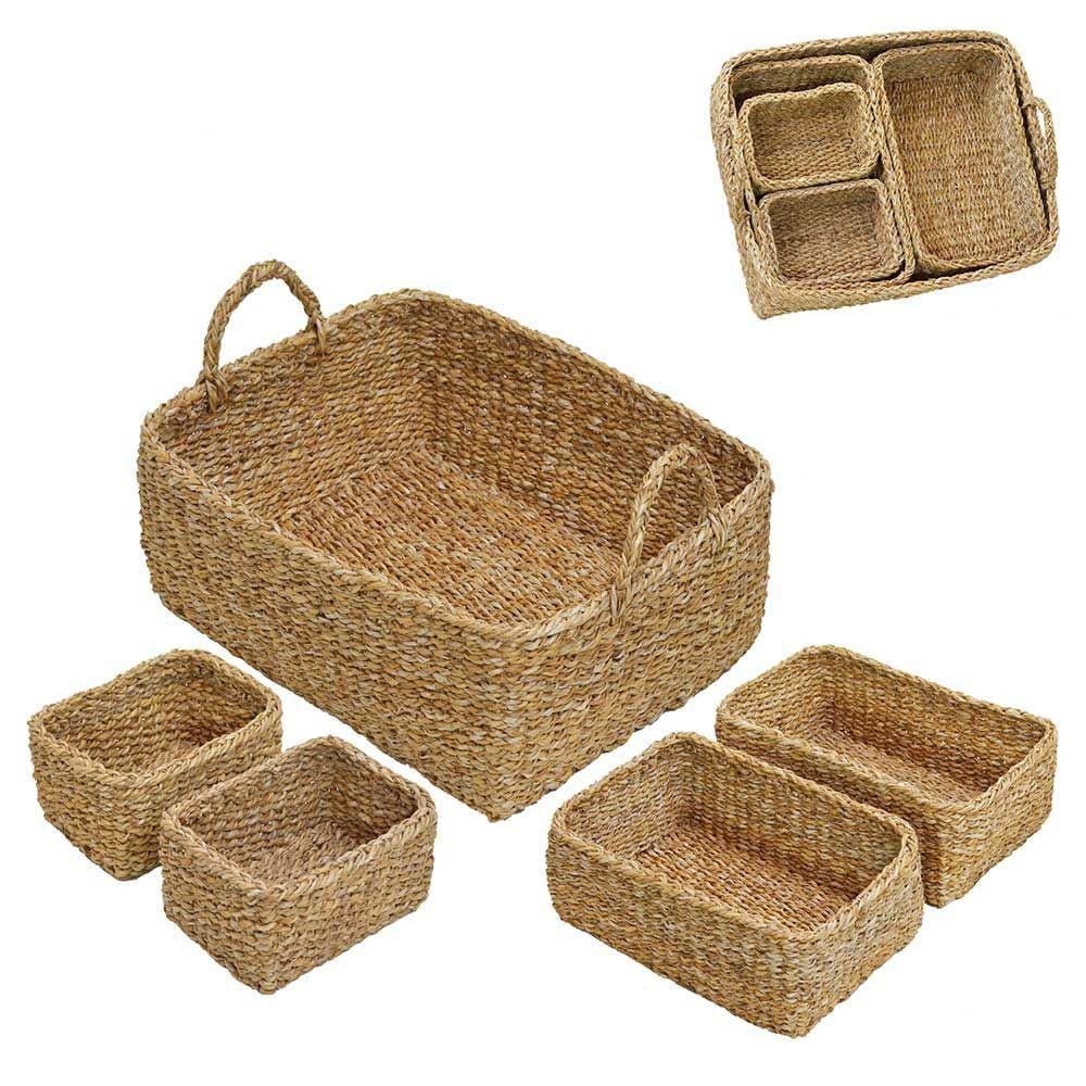 Jogo de 5 Cestos Decorativos de Sisal