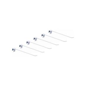 Kit - 6 Ganchos Simples 30cm Branco Para Gôndolas New Plus - Sa Gôndolas