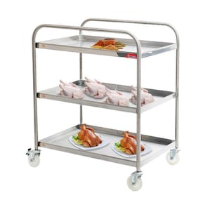 Carro De Serviço Para Transporte 3 Bandejas 80cm X 52cm Inox 430 - Imeca