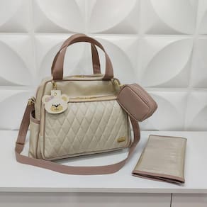 Bolsa Maternidade e Mini Trocador Marfim Rose - Coutre Bolsas