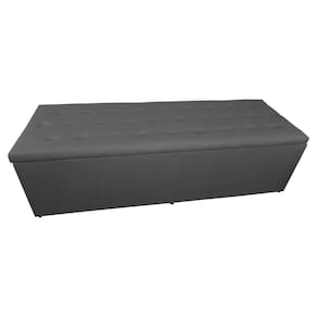 Calçadeira Báu Juliana 90cm Suede Cinza - Vallisa Decor