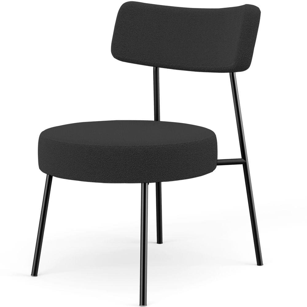 Poltrona Decorativa Para Sala De Estar Base Fixa Londres L02 Bouclê Preto - Lyam