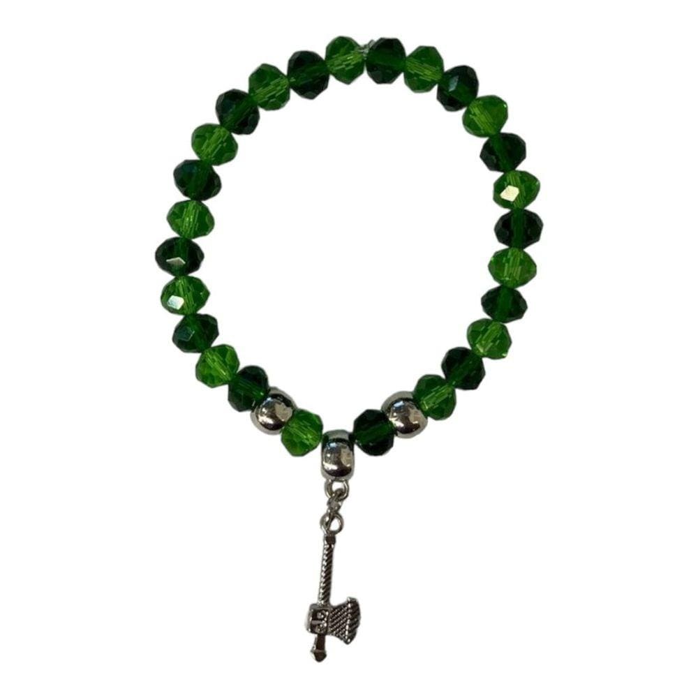 Pulseira Caboclo Machado Cristal Verde 8mm e Silicone