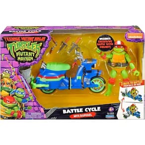 Tartarugas Ninja Caos Mutante – Moto Battle Cycle 2 formas Batalha C/ Boneco Raphael e acessórios – Sunny