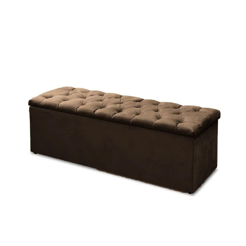 Calçadeira Báu Sofia 140cm Suede Marrom - Vallisa Decor
