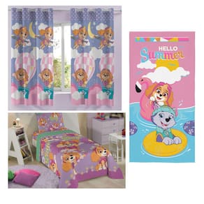 Kit Patrulha Canina Skye Jogo De Cama Cortina Toalha Lepper