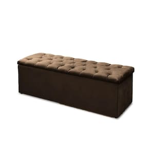 Calçadeira Báu Sofia 195cm Suede Marrom - Vallisa Decor