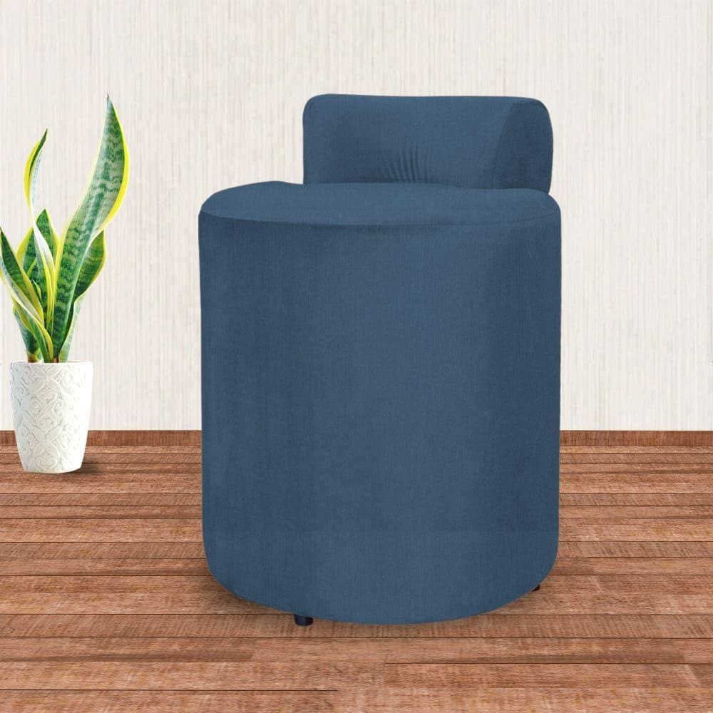Puff Athena Decorativo Quarto Suede Azul Royal - Vallisa Decor