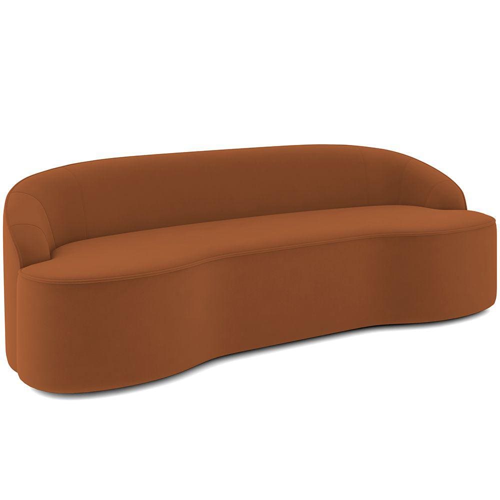 Sofá 4 Lugares Curvo Sala de Estar Living Lótus D02 Veludo Telha 260 cm C-262 - Lyam
