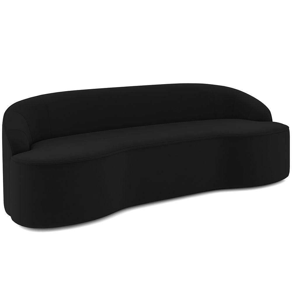 Sofá 4 Lugares Curvo Sala de Estar Living Lótus D02 Veludo Preto 260 cm C-300 - Lyam