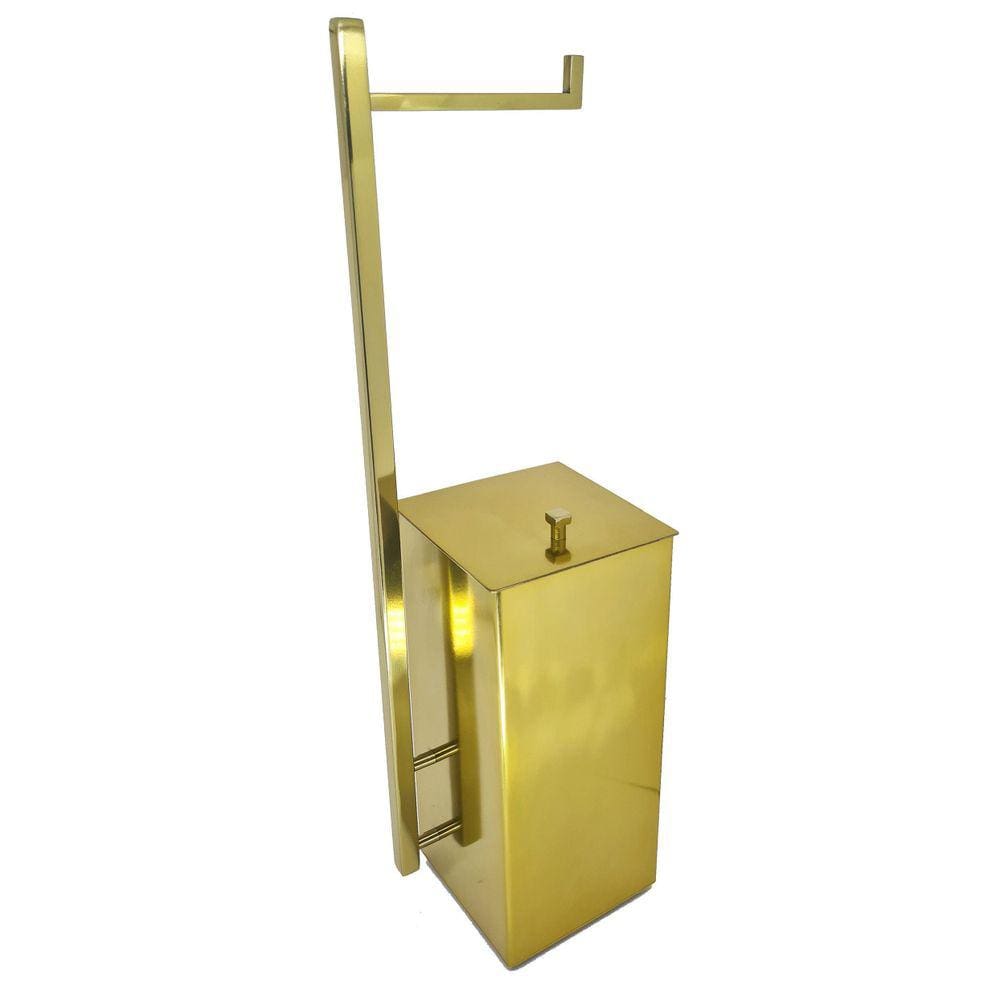 Lixeira Inox Quadrada Com Papeleira Gold Padrão Deca