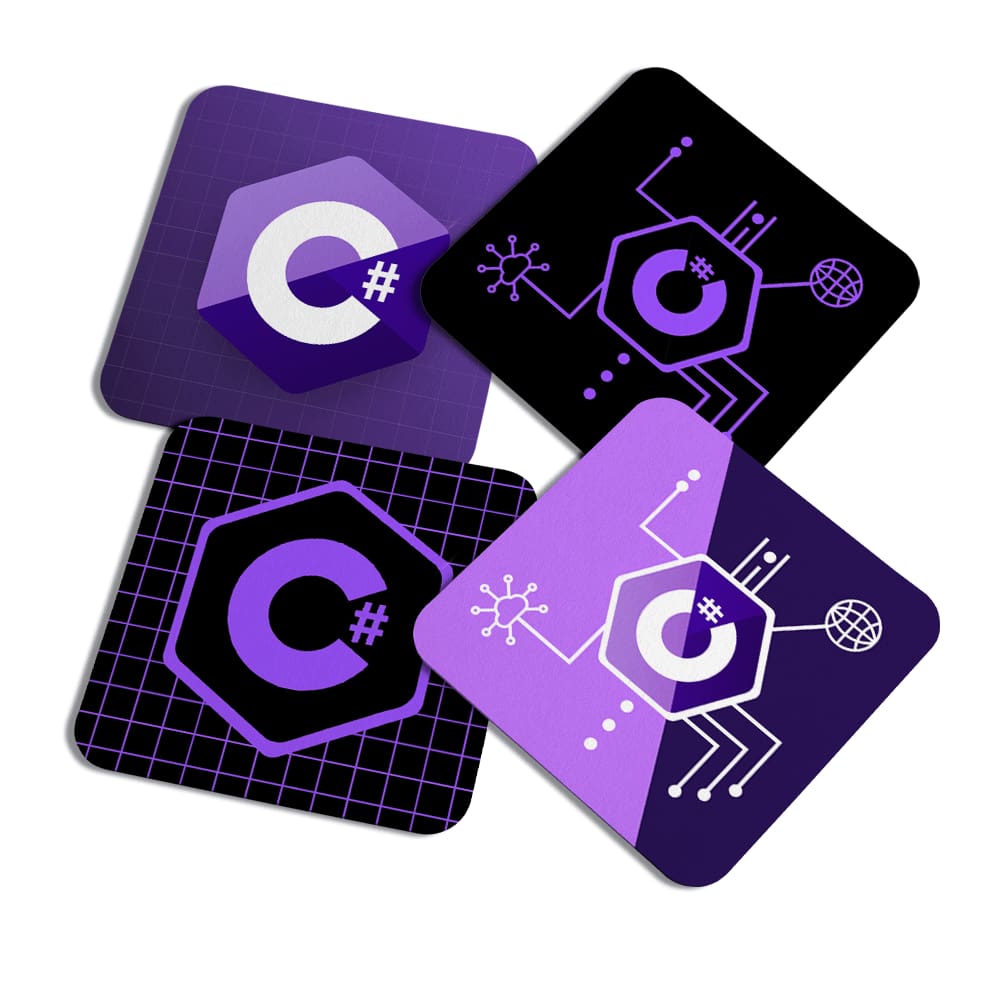 Porta copos Dev - C# C Sharp - c/ 4 peças