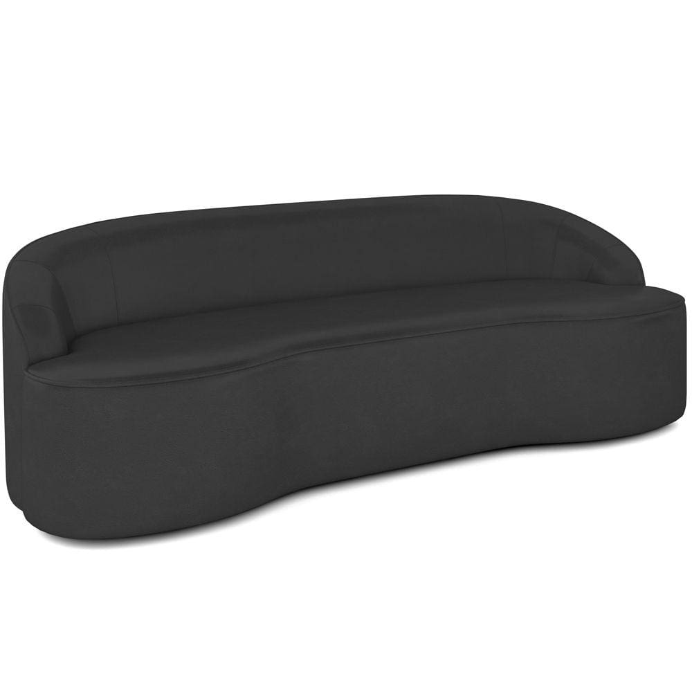 Sofá 4 Lugares Curvo Sala de Estar Living Lótus D02 Corino Preto 230 cm C-05 - Lyam